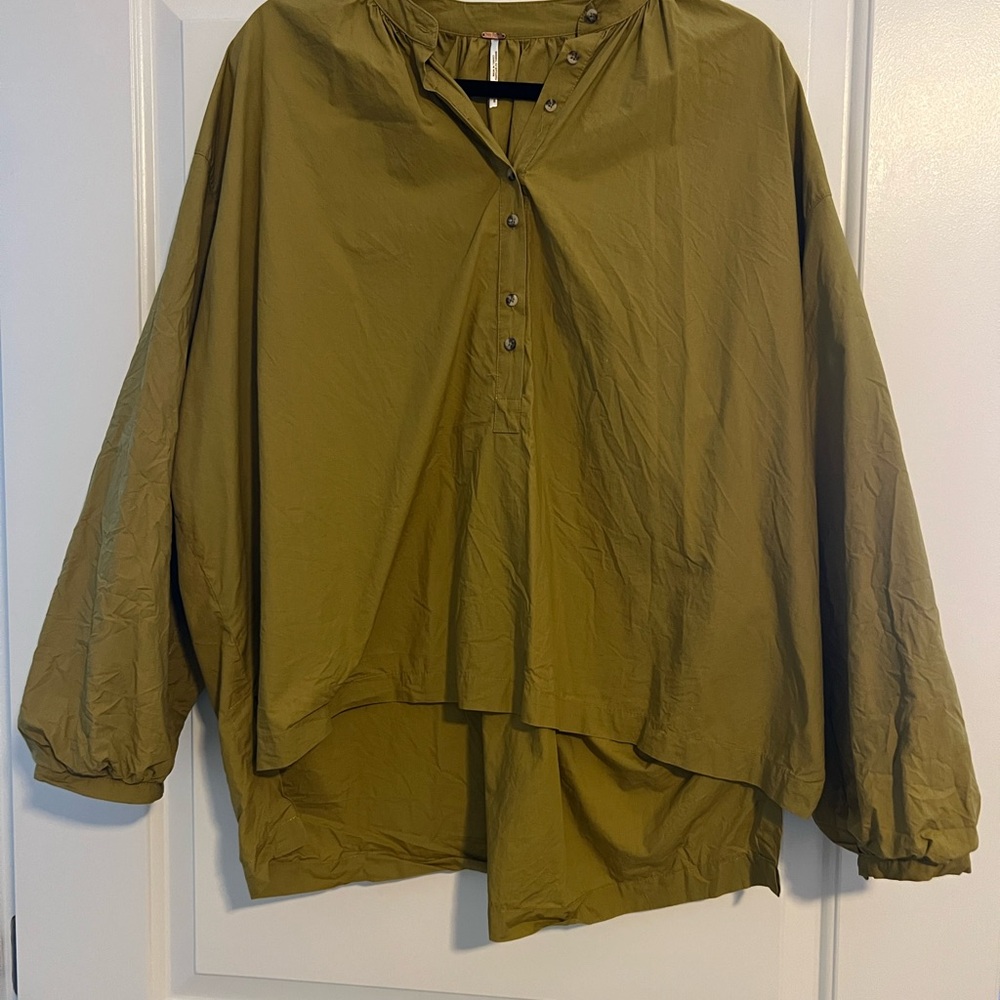 Free People Mustard Button-Up Blouse